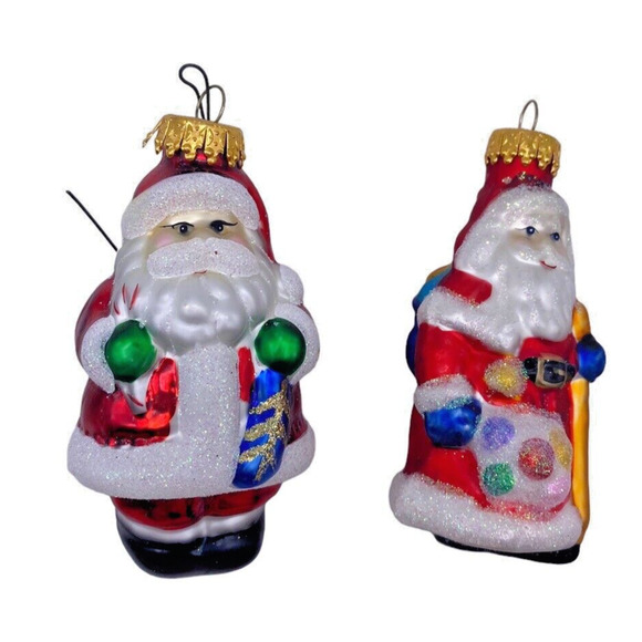 Danbury Mint Other - Santa Claus Christmas Ornaments Set Lot 2 Mercury Glass